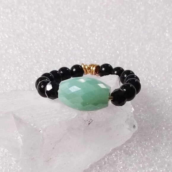 🍂🍁🍃 3/$25!!! Faceted Mint Green Crystal + Stone Beads - Size 7.75 - Picture 4 of 8